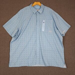GILLZ Mens Blue Geometric Print Short Sleeve Fishing Shirt Size‎ 2XL